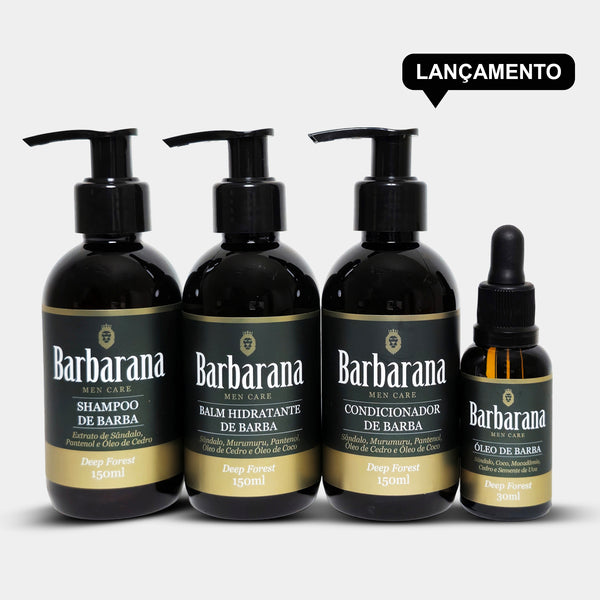Kit para Barba Shampoo, Condicionador, Balm Hidratante e Óleo - Deep Forest