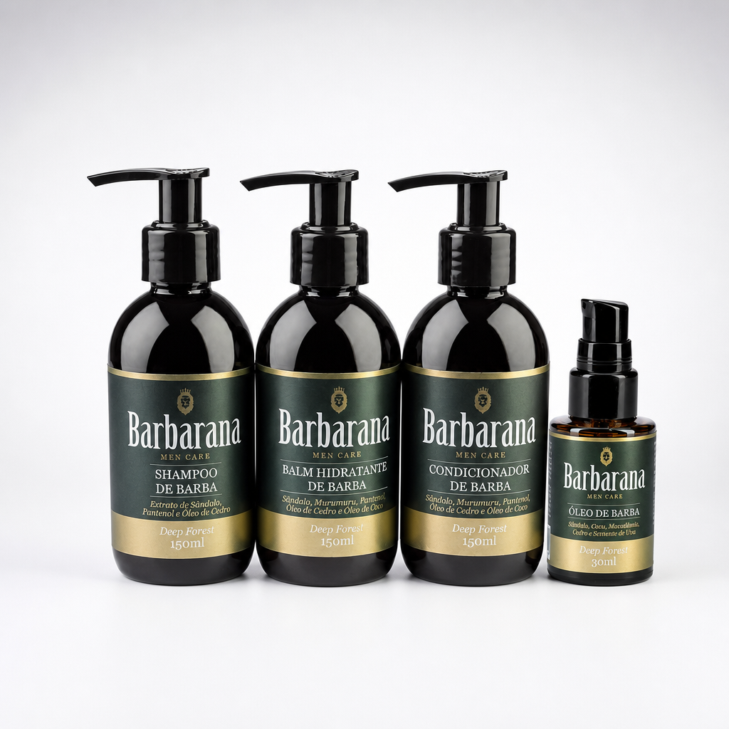 Kit para Barba Shampoo, Condicionador, Balm Hidratante e Óleo - Deep Forest