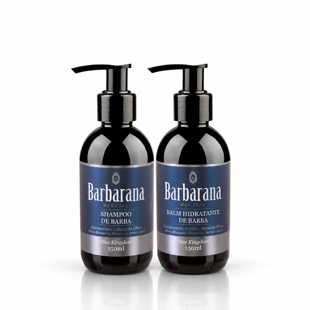 Kit Trio Shampoo, Balm e Esfoliante para Barba - Blue Kingdom