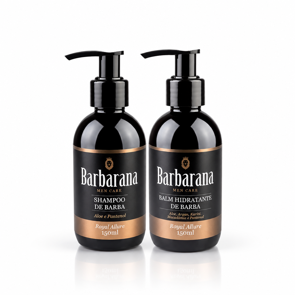 Kit Trio Shampoo, Balm e Esfoliante para Barba - Royal Allure