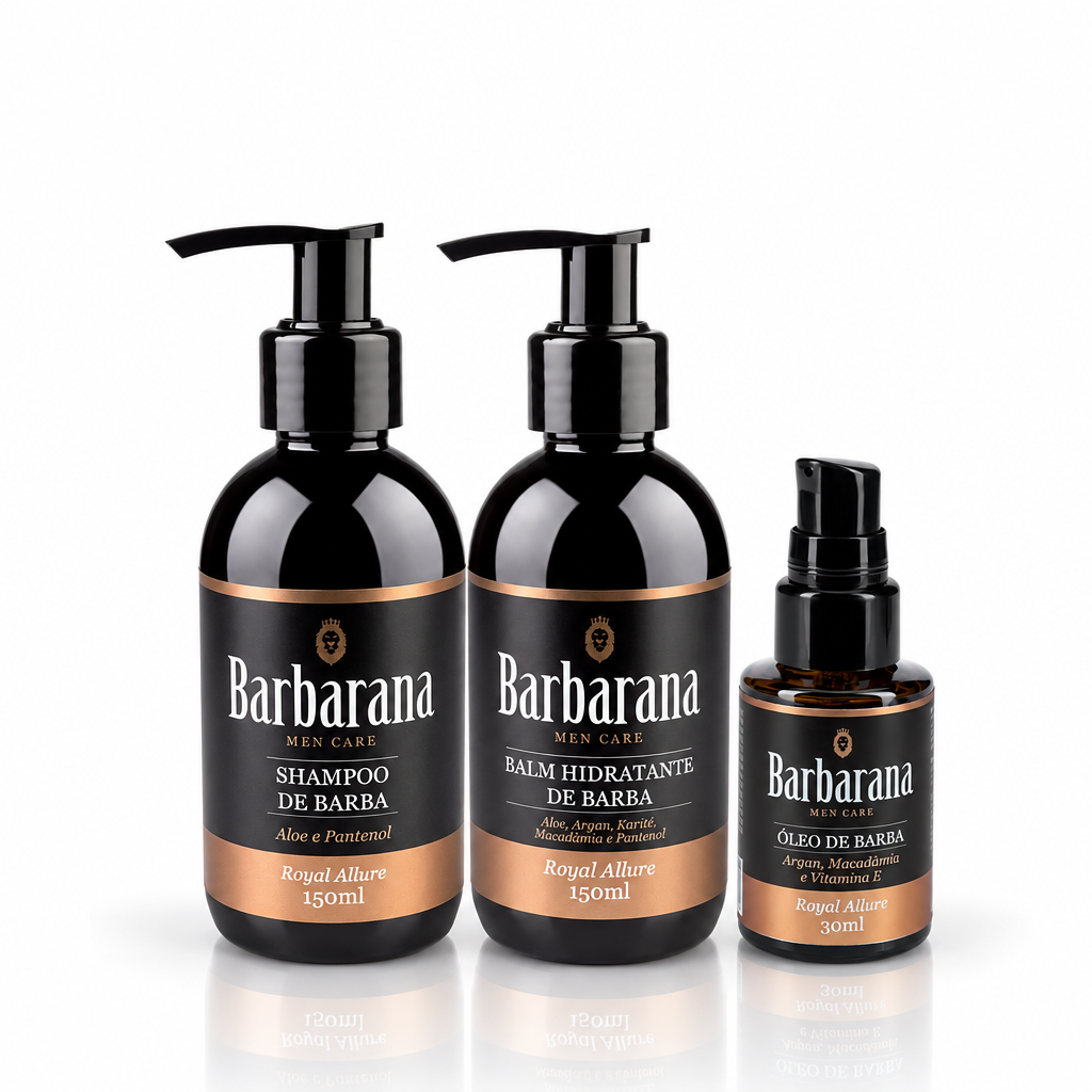 Kit Trio Shampoo, Balm e Óleo para Barba - Royal Allure