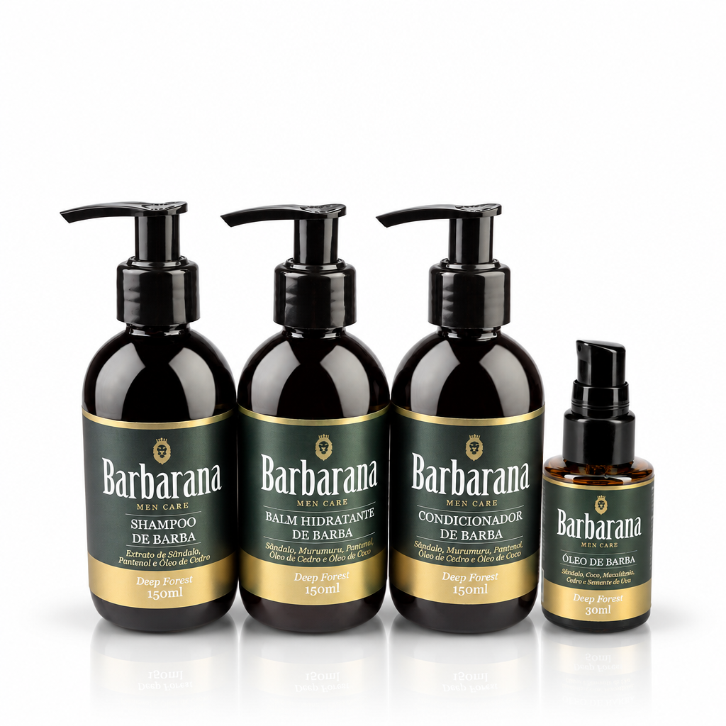 Kit para Barba Shampoo, Condicionador, Balm Hidratante e Óleo - Deep Forest