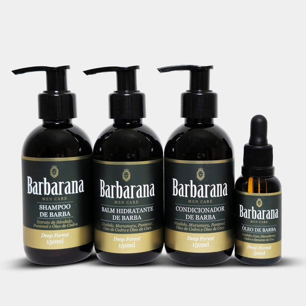 Kit para Barba Shampoo, Condicionador, Balm Hidratante e Óleo - Deep Forest