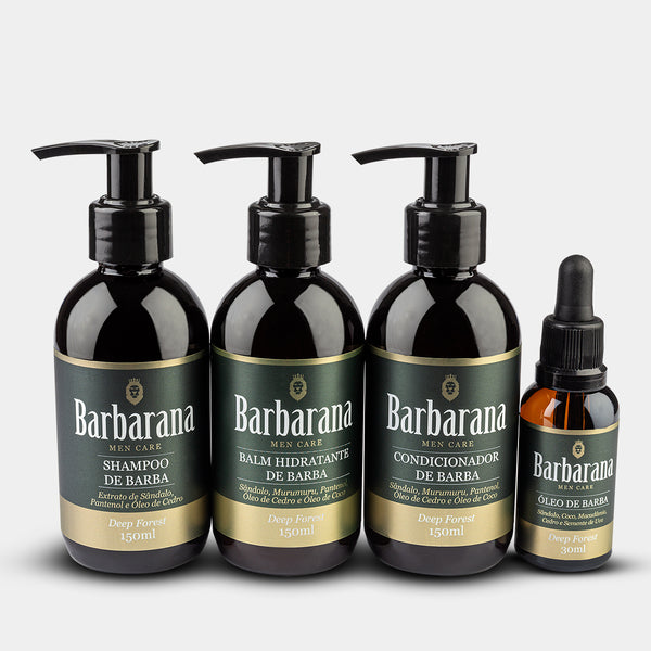 Kit para Barba Shampoo, Condicionador, Balm Hidratante e Óleo - Deep Forest