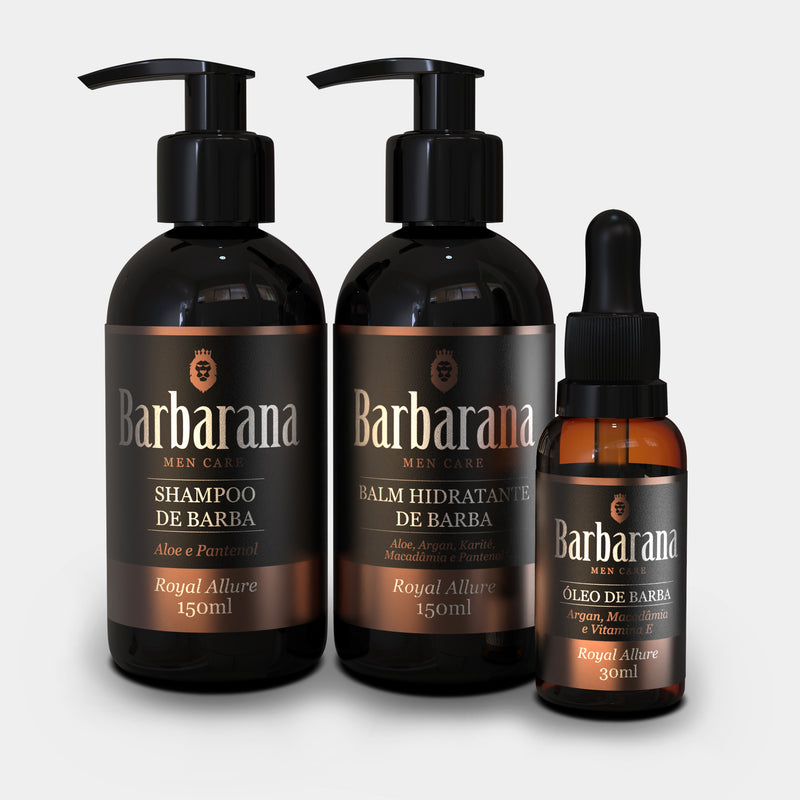 Kit Shampoo, Balm Hidratante e Óleo para Barba