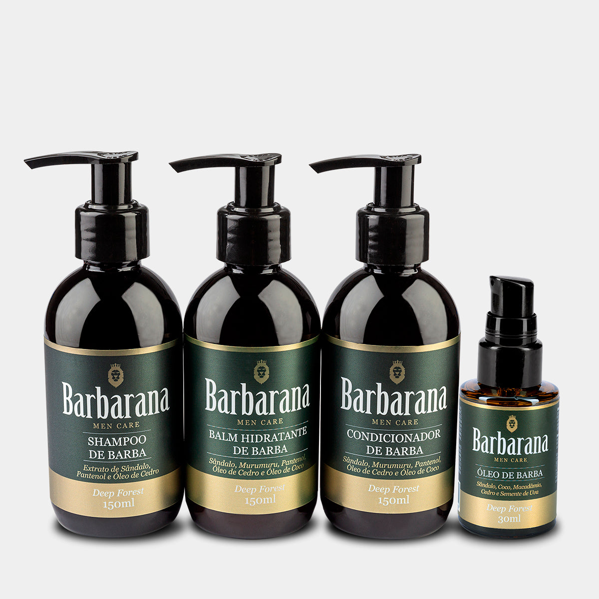 Kit para Barba Shampoo, Condicionador, Balm Hidratante e Óleo - Deep Forest