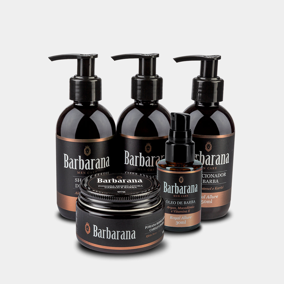 Kit para Barba, Shampoo, Balm , Condicionador, Óleo e Pasta Modeladora - Royal Allure