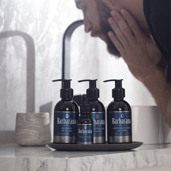 Kit para Barba Shampoo, Condicionador, Balm Hidratante e Óleo - Blue Kingdom